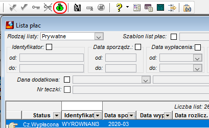 Statusy dostępne dla listy Cz.Wypłacona Statusy dostępne dla listy Cz.Wypłacona