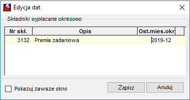 Okno podglądu składników wypłacanych okresowo