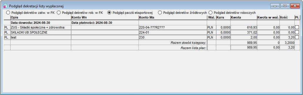 Podgląd dekretów na liście wypłaconej Podgląd dekretów na liście wypłaconej