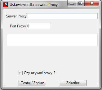 Widok okna Ustawienia dla serwera Proxy Widok okna Ustawienia dla serwera Proxy