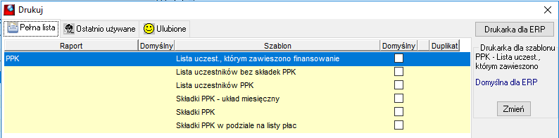 Lista raportów z obszaru Zarządzanie PPK Lista raportów z obszaru Zarządzanie PPK