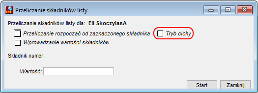 Przeliczanie pracownika w trybie cichym