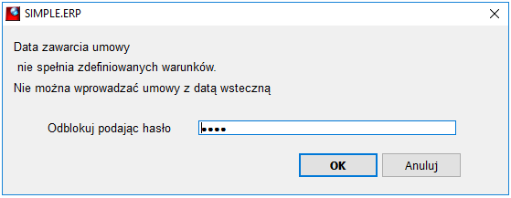 Okno odblokowania reguł walidacji