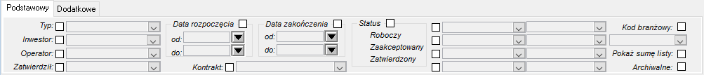 Okno Lista harmonogramów sprzedaży –filtry Okno Lista harmonogramów sprzedaży –filtry