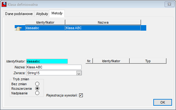 &nbsp;Edycja klas – Metody