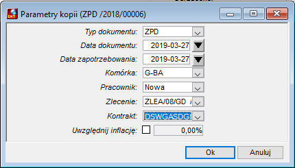 Parametry kopii