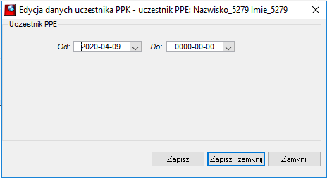 Okno edycji okresu uczestnictwa w PPE