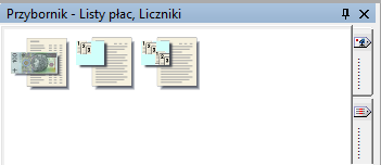 Okno Przybornik raportów raportów–>Listy płac, Liczniki