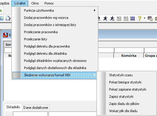 Opcje statystyk czasu wykonania formuł dostępne z okna Kompletacja listy płac.png