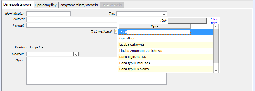 Zakładka Dane podstawowe