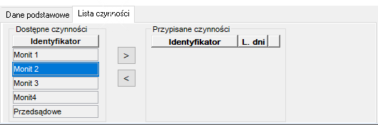 Typy zleceń windykacyjnych - zakładka Lista czynności Typy zleceń windykacyjnych - zakładka Lista czynności