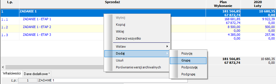 Harmonogram sprzedaży – podział na grupy i podgrupy Harmonogram sprzedaży – podział na grupy i podgrupy